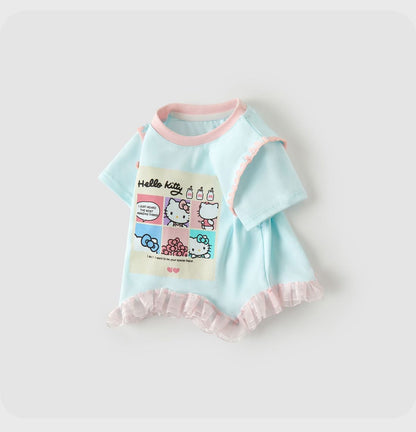 可愛らしい雰囲気 甘め 切り替え フリル裾 Tシャツ n-354