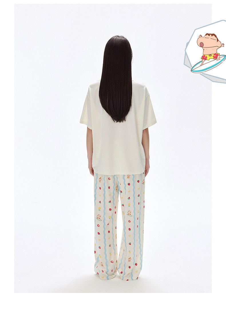 品質のいい プリント パジャマ トップス+総柄 パンツ セットアップ C-50014