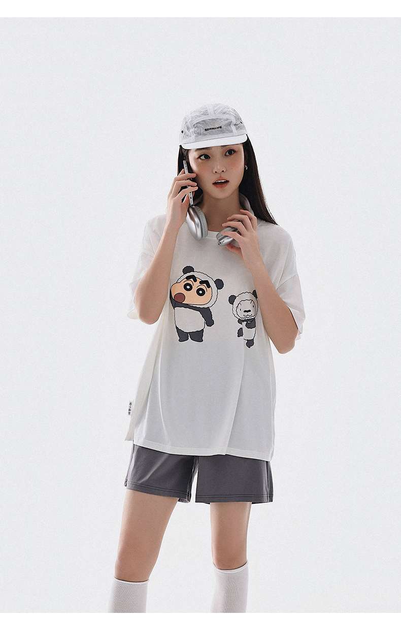 肌に優しい プリント パジャマ トップス+ショートパンツ セットアップ C-50015