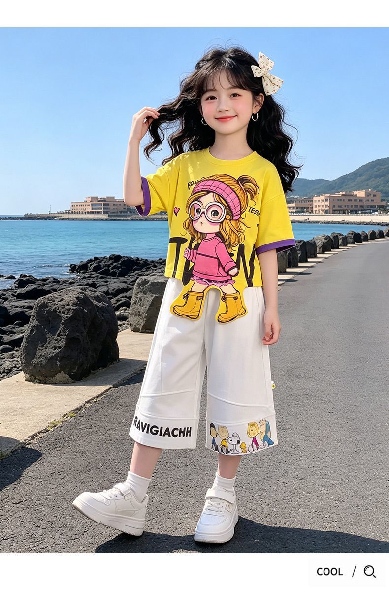 人気トレンド 可愛い プリント トップス+パンツ セットアップ n-219
