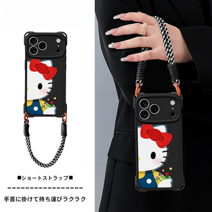 iPhone機種に対応 レザー調 ソフト ストラップ対応 スマホケース C-80168