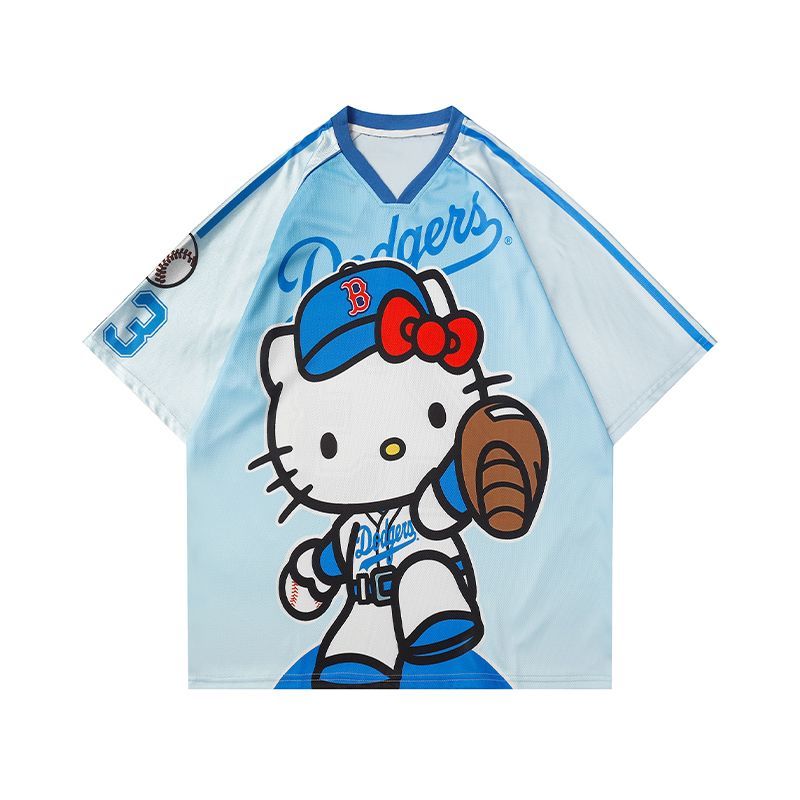 サテン光沢生地 プリント 総柄 ゆったり ルーズ Tシャツ C-50031