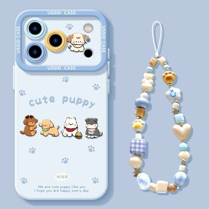 iPhone機種に対応 子犬たち 柔らかシリコン スマホケース C-80067
