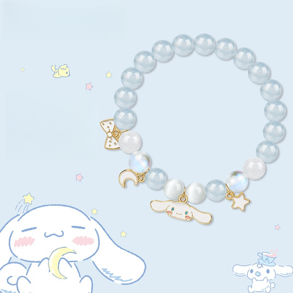 大人可愛い 星月チャーム付 プレゼントに最適 ビーズブレスレット C-154