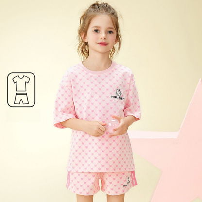 カジュアル派 総柄 半袖 トップス+ショーツ 子供服 セットアップ n-110