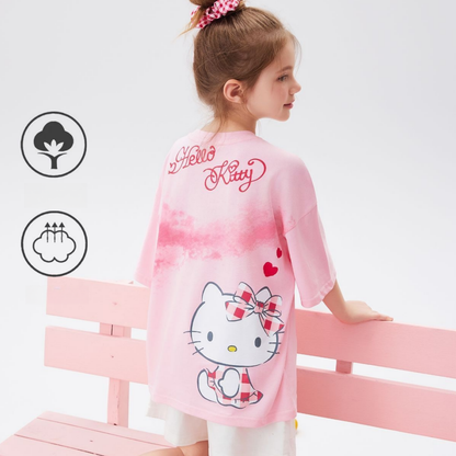 通気性良い 丸首 水染め風 プリント Tシャツ n-113