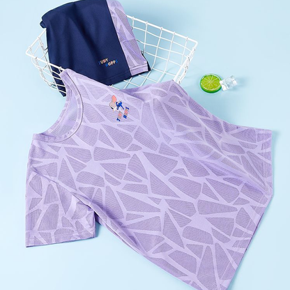 子供用 冷感速乾 メッシュ Tシャツ+ショーツ セットアップ n-117