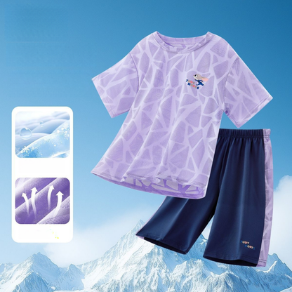 子供用 冷感速乾 メッシュ Tシャツ+ショーツ セットアップ n-117