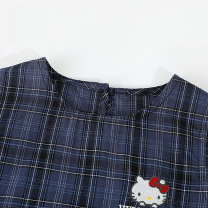 かわいい 刺繡 チェック柄 ワンピース n-125