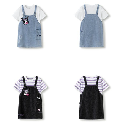 偽二枚 刺繍入り サイドポケット ワンピース n-127