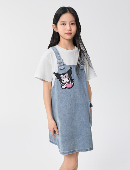偽二枚 刺繍入り サイドポケット ワンピース n-127