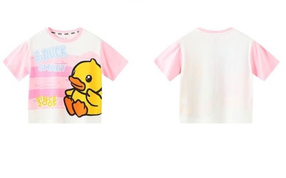 男女兼用 キッズ 夏 丸首 ボーダー Tシャツ n-145