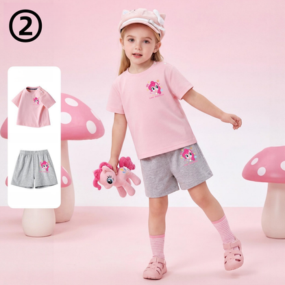 デイリー プリント Tシャツ+ショートパンツ セットアップ n-123