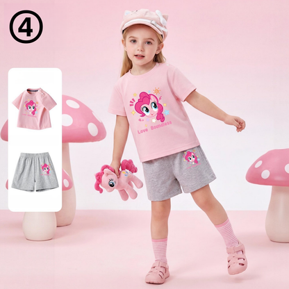 デイリー プリント Tシャツ+ショートパンツ セットアップ n-123