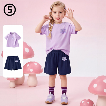 デイリー プリント Tシャツ+ショートパンツ セットアップ n-123