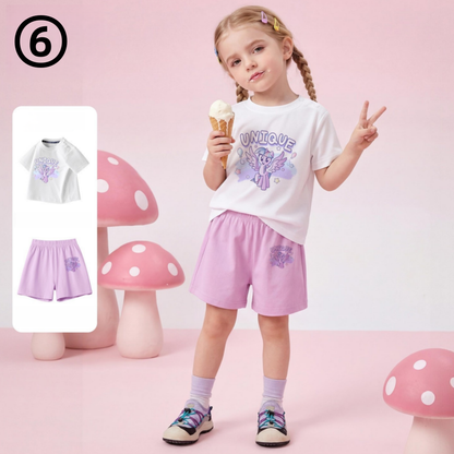 デイリー プリント Tシャツ+ショートパンツ セットアップ n-123