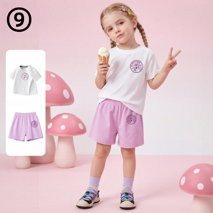 デイリー プリント Tシャツ+ショートパンツ セットアップ n-123