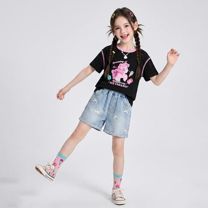 配色 プリント トップス+ショートパンツ セットアップ n-189