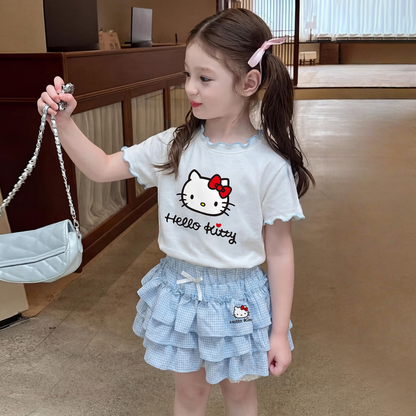ウェーブ襟 甘可愛い トップス+フリル スカート セットアップ n-200