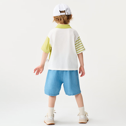 涼感 切替スリーブ ポロシャツ+ショートパンツ セットアップ n-203