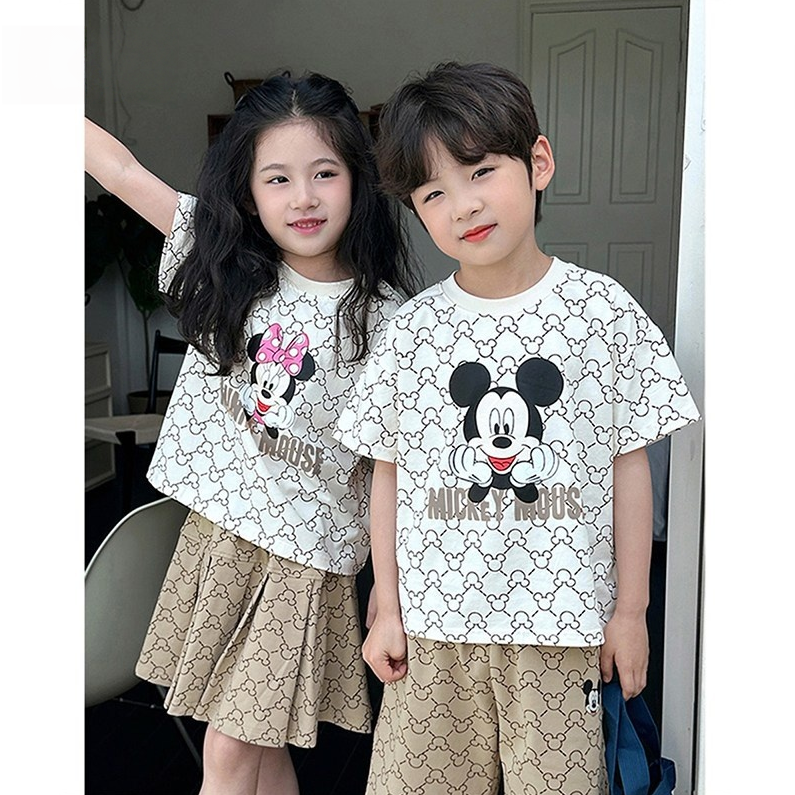 肌に優しい 総柄 トップス+ショーツ/スカート セットアップ n-213