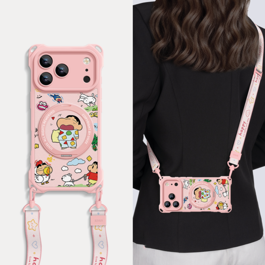 斜め掛け / 首掛け / 手首掛け iPhone機種に対応 スマホケース C-80008