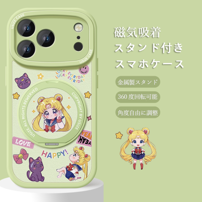 iPhone機種に対応 衝撃吸収 360度回転スタンド スマホケース C-80013