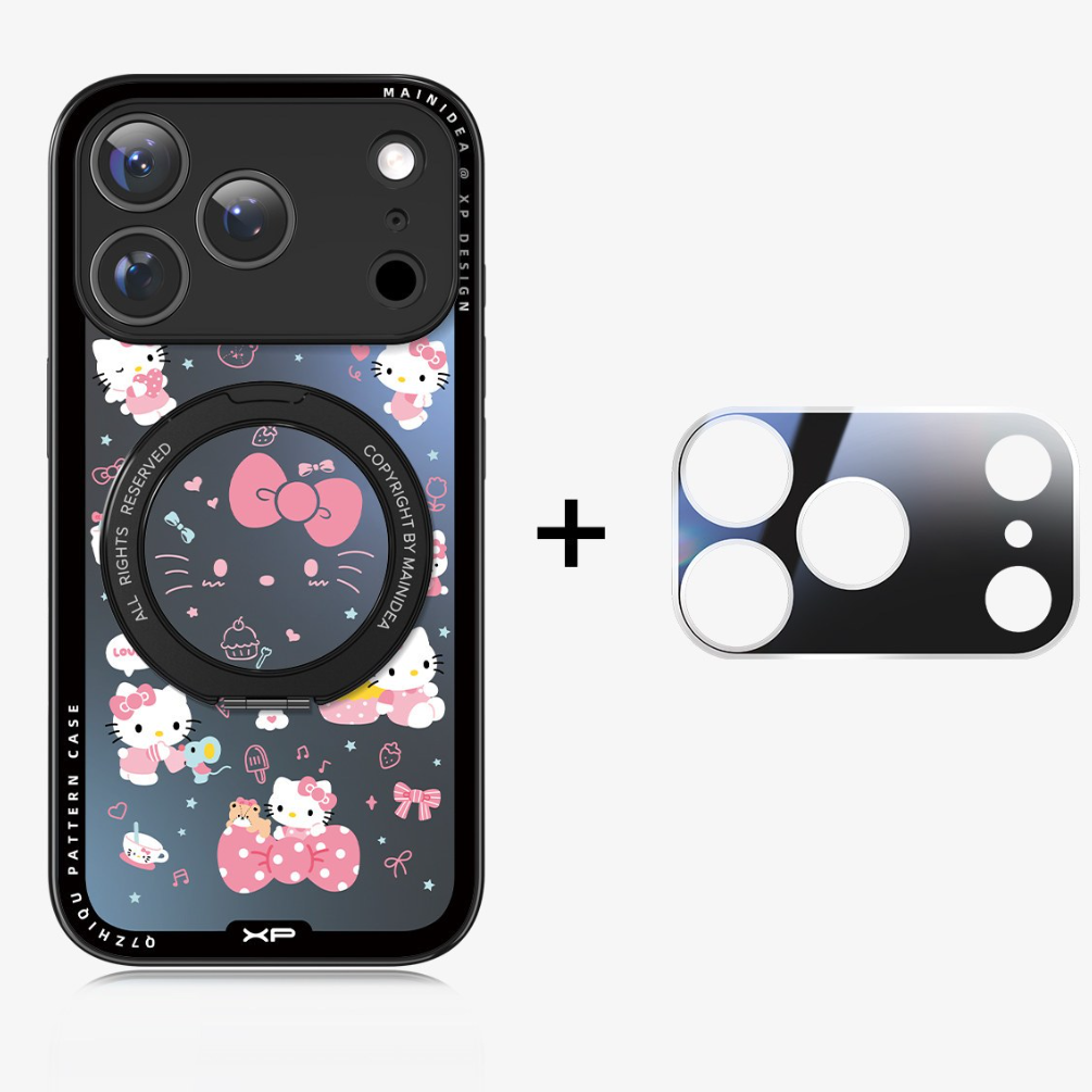 iPhone機種に対応 総柄 360度回転スタンド 磁気吸着 スマホケース C-80014