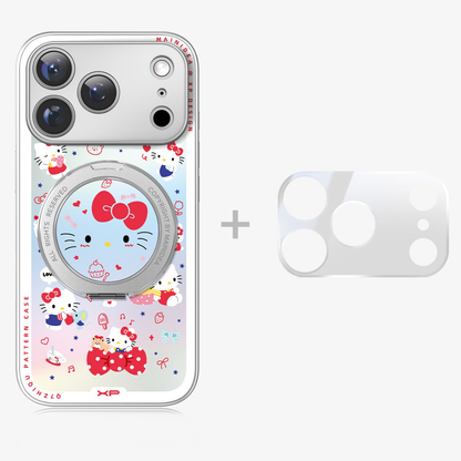 iPhone機種に対応 総柄 360度回転スタンド 磁気吸着 スマホケース C-80014