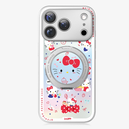 iPhone機種に対応 総柄 360度回転スタンド 磁気吸着 スマホケース C-80014