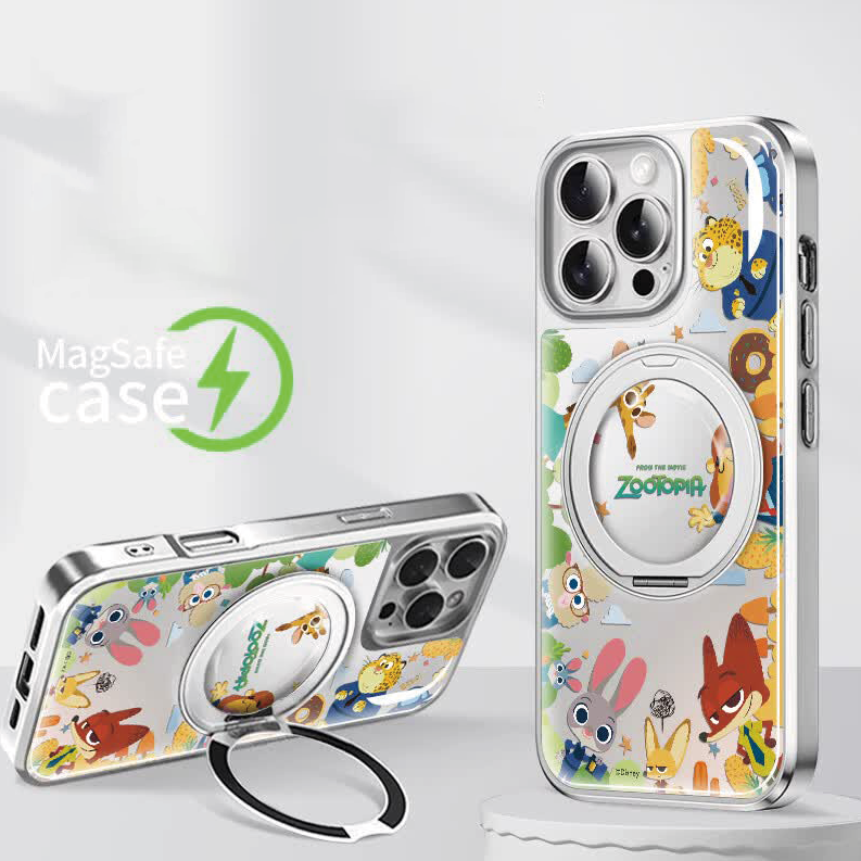 iPhone機種に対応 マグネット充電対応 360度回転リング スタンド付き スマホケース C-80023