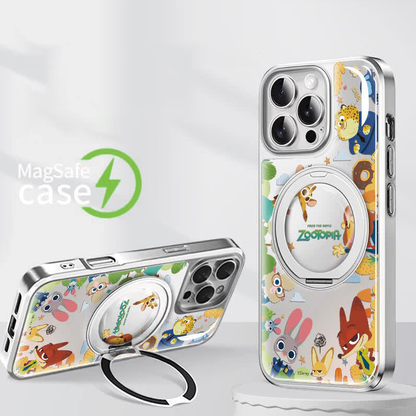 iPhone機種に対応 マグネット充電対応 360度回転リング スタンド付き スマホケース C-80023
