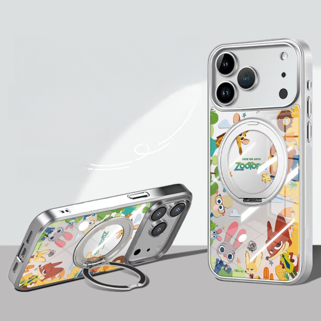 iPhone機種に対応 マグネット充電対応 360度回転リング スタンド付き スマホケース C-80023