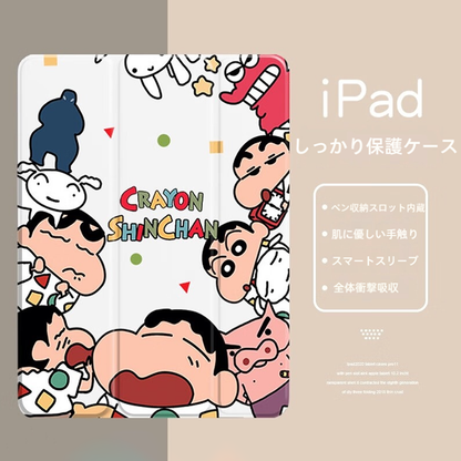 蓋開閉自動スリープ機能 三つ折り ペン収納 全体衝撃防止 iPadケース C-80032