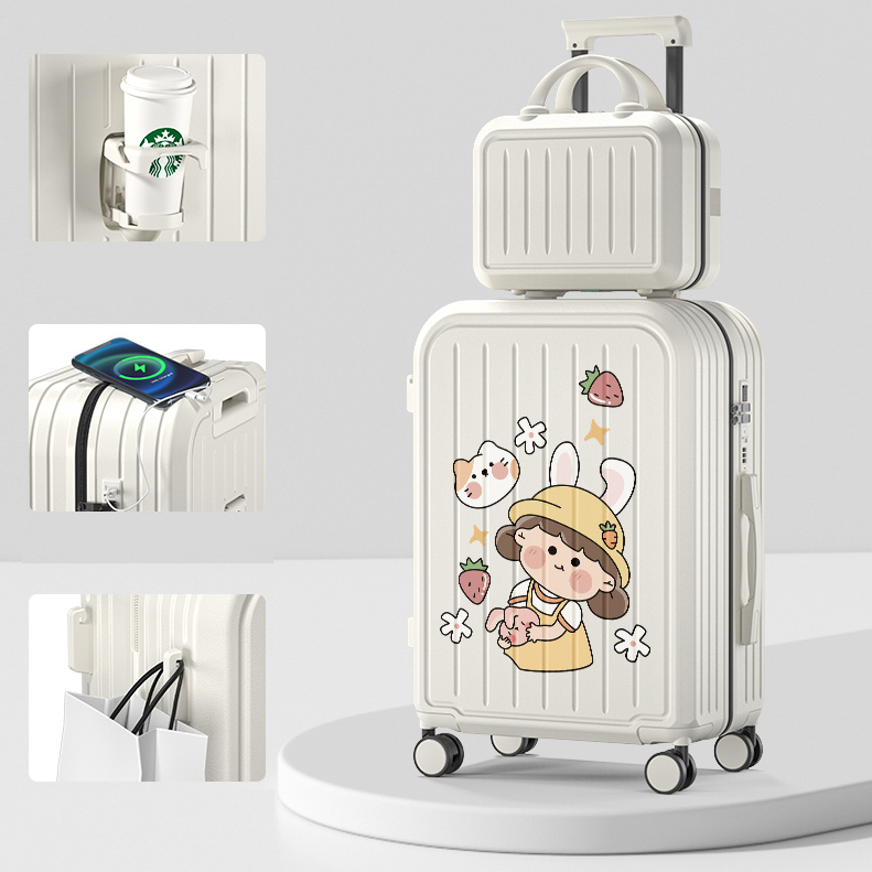 USB/Type-C充電ポート ABS+PC三層耐衝撃素材 360°静音キャスター 多機能 スーツケース C-30008