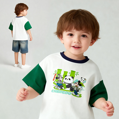【接触冷感・吸汗通気】冷感アイス綿 切り替え 配色 吸汗通気 Tシャツ n-297
