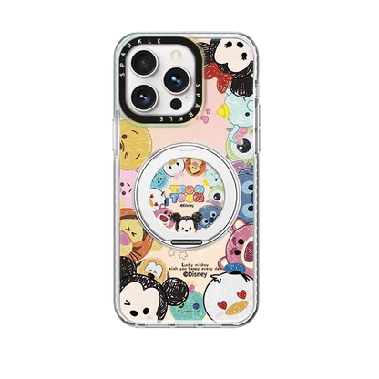 iPhone対応 回転リングスタンド付き 磁気吸着 レンズ全保護 スマホケース C-80045