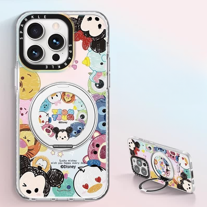 iPhone対応 回転リングスタンド付き 磁気吸着 レンズ全保護 スマホケース C-80045