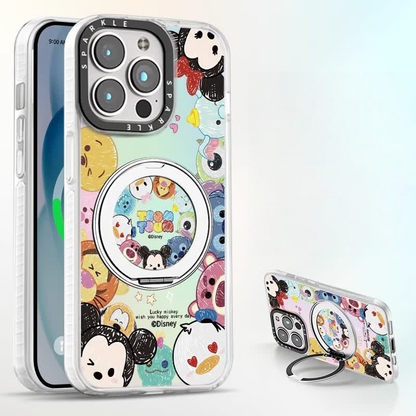 iPhone対応 回転リングスタンド付き 磁気吸着 レンズ全保護 スマホケース C-80045