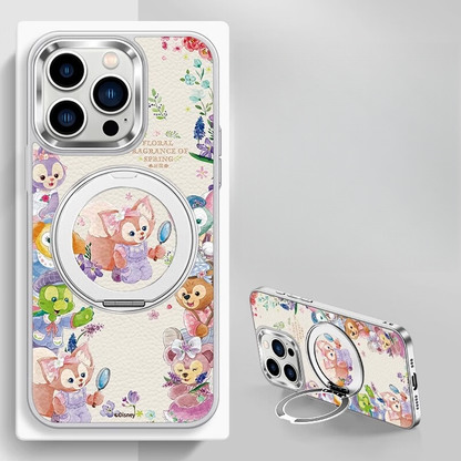 iPhone対応 回転リングスタンド 磁気吸着 レザー調 四隅緩衝 耐衝撃 スマホケース C-80046
