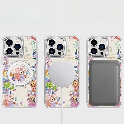 iPhone対応 回転リングスタンド 磁気吸着 レザー調 四隅緩衝 耐衝撃 スマホケース C-80046