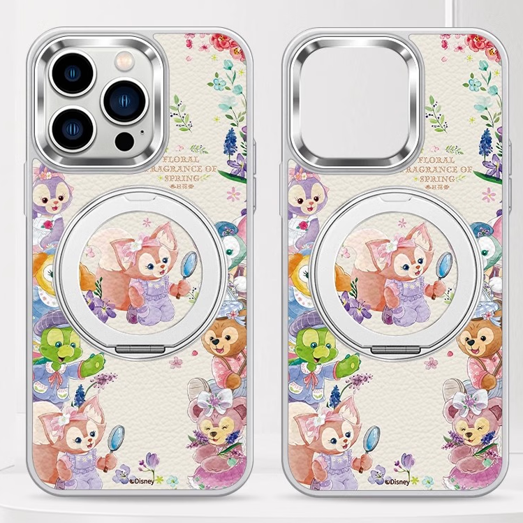 iPhone対応 回転リングスタンド 磁気吸着 レザー調 四隅緩衝 耐衝撃 スマホケース C-80046