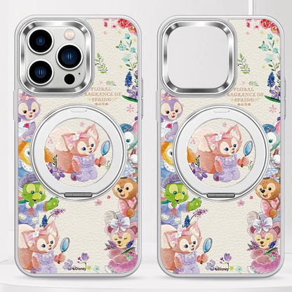 iPhone対応 回転リングスタンド 磁気吸着 レザー調 四隅緩衝 耐衝撃 スマホケース C-80046