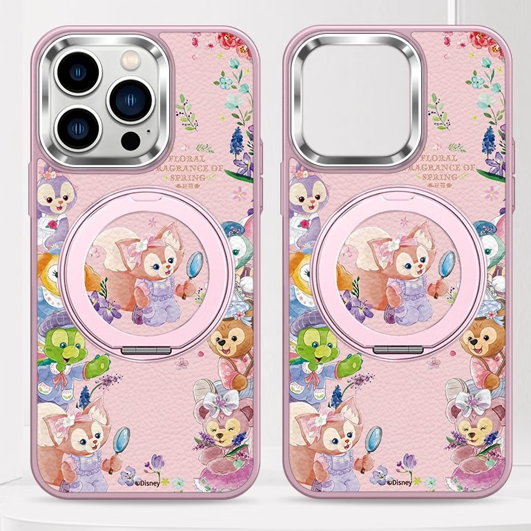 iPhone対応 回転リングスタンド 磁気吸着 レザー調 四隅緩衝 耐衝撃 スマホケース C-80046