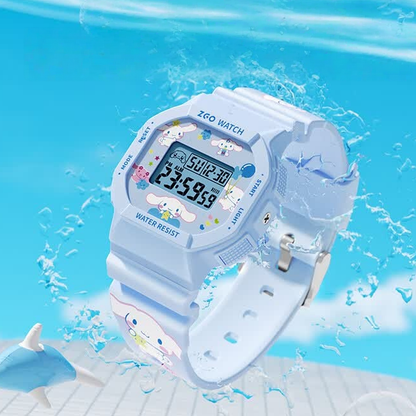 八角スクエアデジタル時計 防水 取り外し可能シリコンベルト 多機能 腕時計 C-288