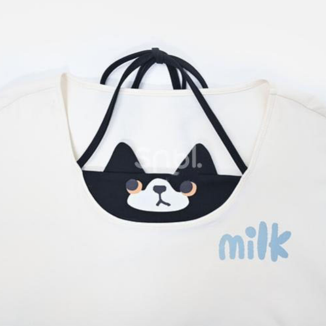 単品注文 重ね着風 子猫プリント 半袖 Tシャツ+ボリューム ミニスカート C-50029