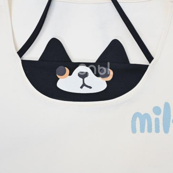 単品注文 重ね着風 子猫プリント 半袖 Tシャツ+ボリューム ミニスカート C-50029