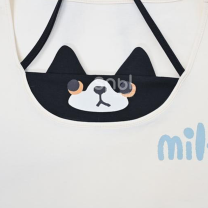 単品注文 重ね着風 子猫プリント 半袖 Tシャツ+ボリューム ミニスカート C-50029