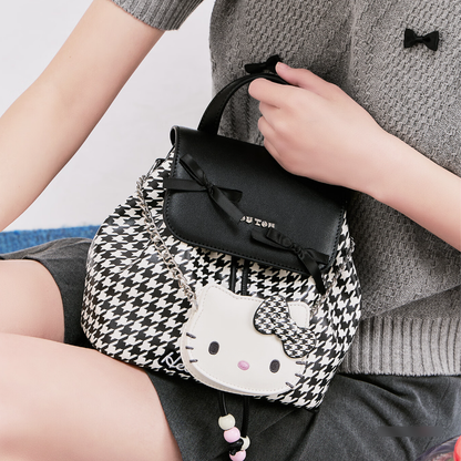 チャーム付き かわいい 千鳥格子 2WAY ミニリュック C-339