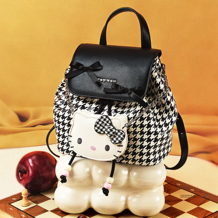 チャーム付き かわいい 千鳥格子 2WAY ミニリュック C-339